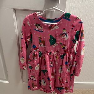 Mini Boden Pink and Blue Holiday Dress